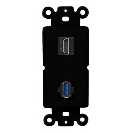 RiteAV - HDMI USB 3.0 A-A Port Wall Plate Decorative (Insert) - Rocker [Black/Black]