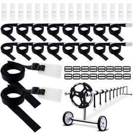 Treela 48 Pcs Pool Solar Cover Reel Attachment Straps Kit Cover Reel Straps Solar Blanket Straps Kit for Inground Swimming Pool Including 16 Straps with Tabs, 16 Cord Plates, 16 Buckles