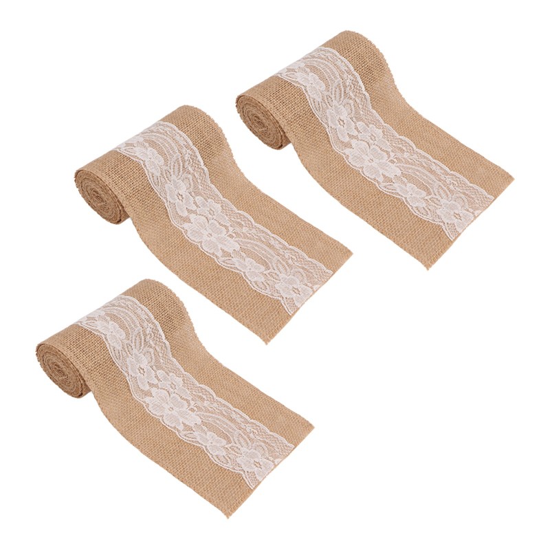 3 Rolls Jute Lace Ribbon Simple Elegant Jute Lace Ribbon
