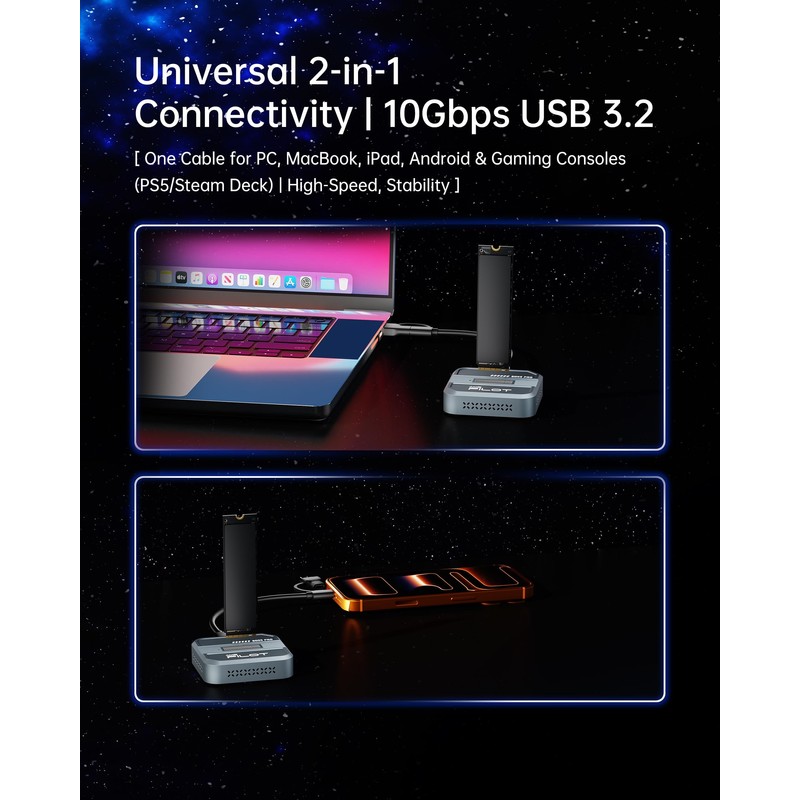 AMZPILOT Tool-Free M.2 SSD to USB C Dock with Travel