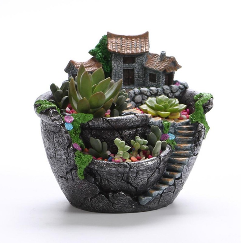 Plants Pot Succulent Plants Pot with Sweet House Flower Basket