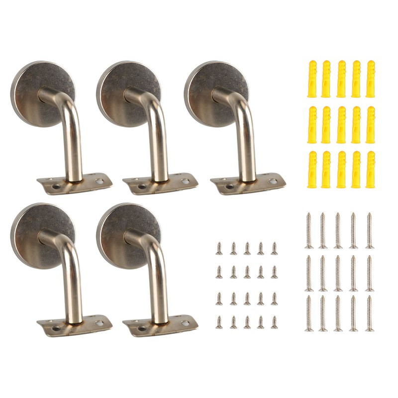 5Pcs Wall Handrail Bracket Practical Robust Wall Mounted Stainless Steel