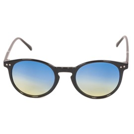 KISS Wave Sunglasses Men Women - Vintage Polycarbonate Frame with Metal Studs - UV400 or Polarised TAC Lenses - Advanced Sun Protection for Casual & Elegant Looks, Black / Smoke Blue