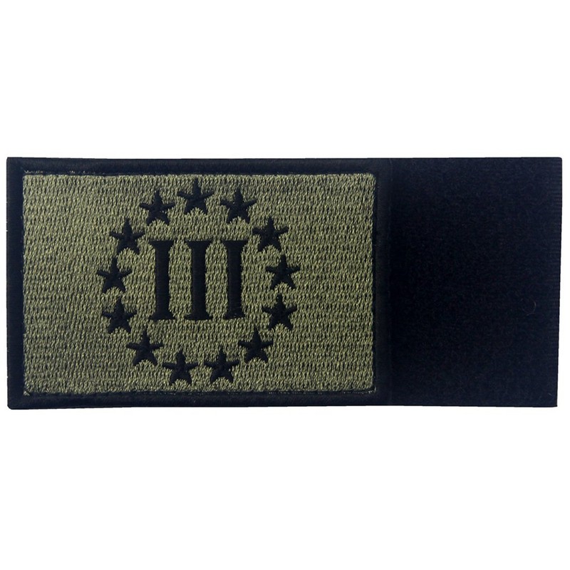 Three Percentage Tactical Morals Applique Embroidered Velcro Patch Olive Brown