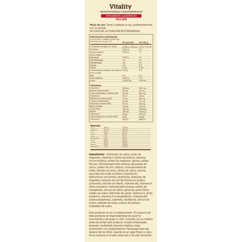Multivitaminico Vitality Fem Mujeres Sabor