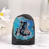 Nupuyai Angel Aura Quartz Geode Stone, Standing Form Titanium Coated