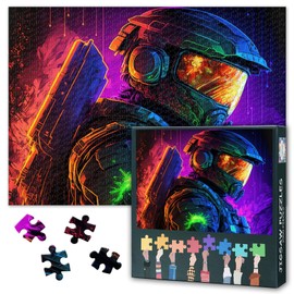 Jigsaw Puzzles 1000 Pieces for Adults, Challenging Neon Astronaut Puzzles Rompecabezas Para Adultos Impossible Hard Difficult Challenging Puzzle for Adults Educational Games 20x28 inch
