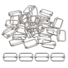 sourcing map Sliding Buckles Metal Rectangle Adjuster Triglides Sliding Buckles Roller Pin Buckles Belt Adjuster for Belt Bags, Silver tone