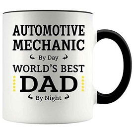Funny Father's Day Gift For AUTOMOTIVE MECHANIC Dad 11oz Accent Mug, AUTOMOTIVE MECHANIC By Day, Dad By Night