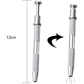 ERBO Pack of 2 Piercing Pliers, Jewellery Tweezers with 4 Claws, Pick Up Tool, Diamond Gemstone Catcher, Pircings Ball Holder Prong for Beads, Watches, Glasses, Soldering, Jewellery Making (Silver +