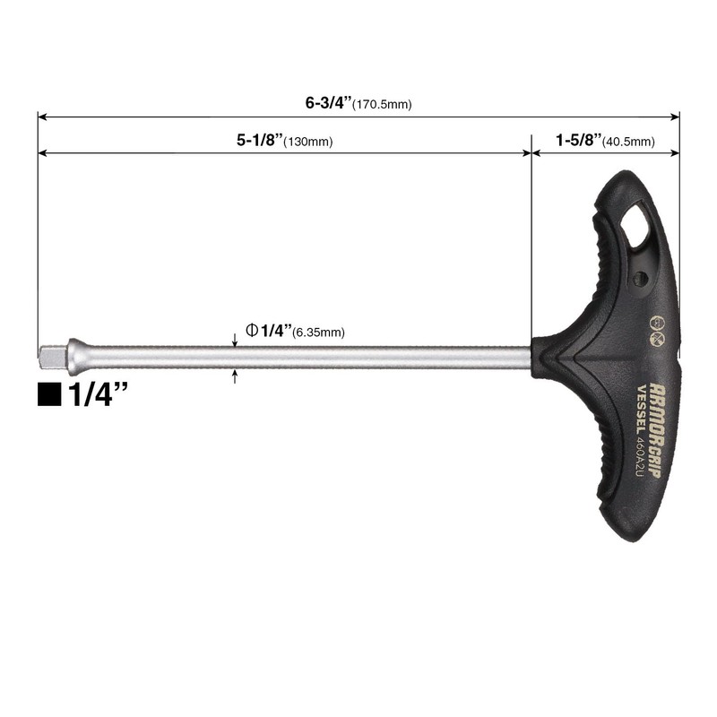 VESSEL ARMOR GRIP 1/4" T-handle Socket Driver No.460A2U