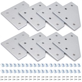 Seekliny 8pcs 4040 L Corner Bracket Joining Plate T Slotted Accessories 4040 Hardware Connector with T Nuts and Screws Silver