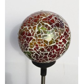 Colorful Ball Solar Lights (#Whitem005Y), Solar Power Multi-color Color Changing LED Mosaic Crackle Glass Ball Decorative Garden Yard Light Stake Lamp