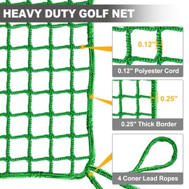 Golf Practice Net - Golf Hitting Net with Target Cloth as Ball Batting Net for Outdoor & Indoor, Heavy Duty Nylon Sports Barrier Netting as Soccer (Green, 10X20ft with Rope)