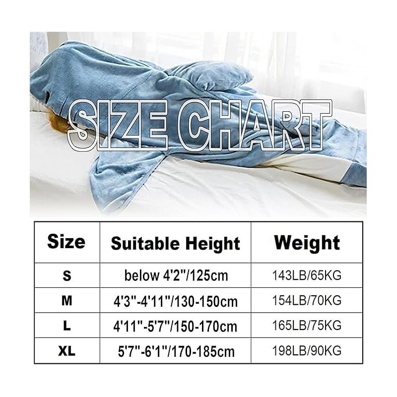IDAHSOR Shark Blanket Hoodie Adult,Wearable Flannel Shark Tail Hoodie Onesie