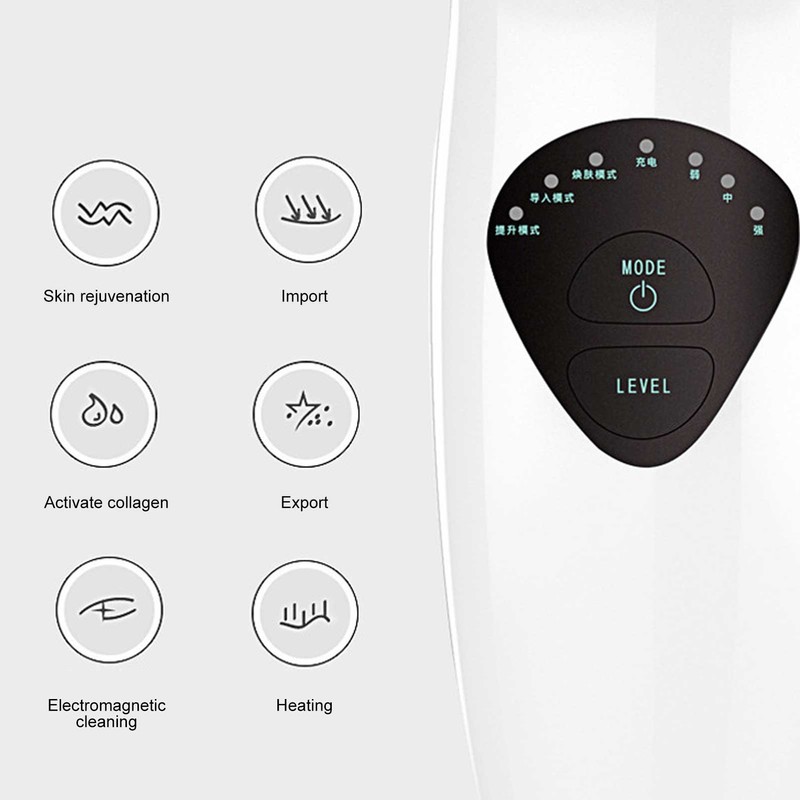 Ultrasonic Face Massager EMS Electric Facial Cleanser Heating Skin Care