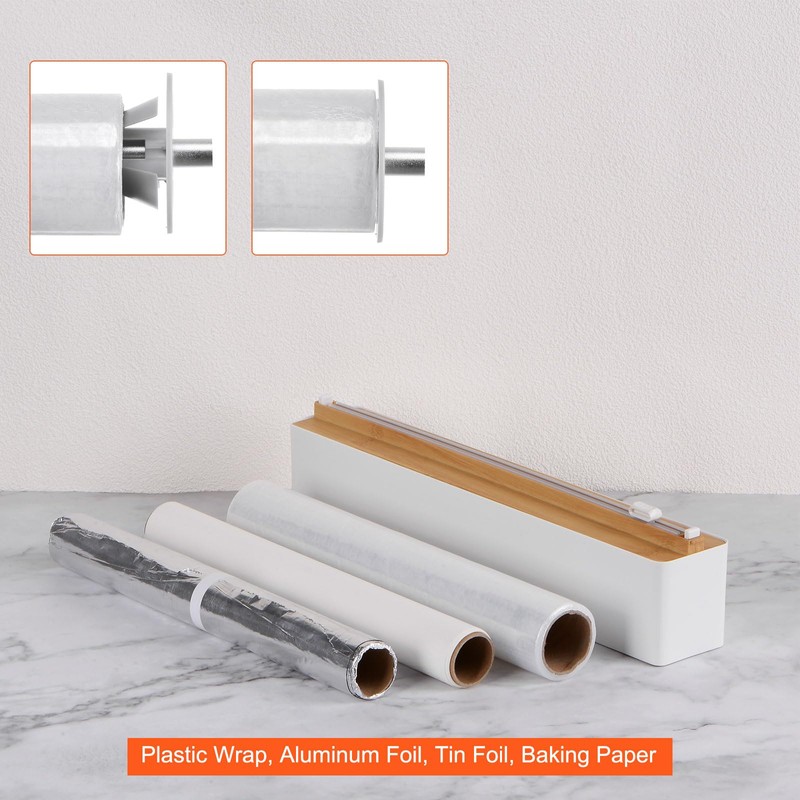sourcing map 14"x2.6" Plastic Wrap Dispenser with Cutter and Magnetic