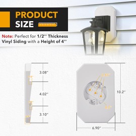 2 Pack Vinyl Siding Mounting Blocks, 8141DBL Outdoor Light Mounting Block with Built-in Electrical Box, Siding Mount Kit for 1/2 inch Lap Double and 4 inch, White