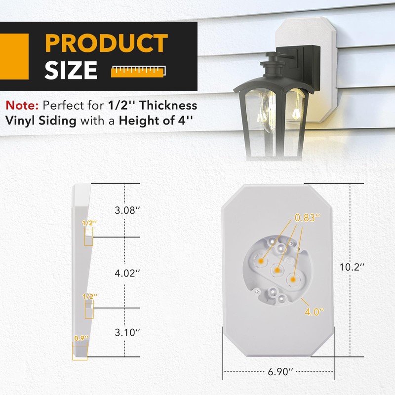 2 Pack Vinyl Siding Mounting Blocks, 8141DBL Outdoor Light Mounting
