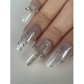 Silvertic Angel Handmade Nail Tips - Long Almond / 실버틱 엔젤 수제네일팁 - 롱아몬드