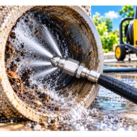 1/4" Pressure Washer Sewer Jet Nozzle for Drain Cleaning – Stainless Steel Quick Connect Nozzle for High-Pressure Water Cleaning