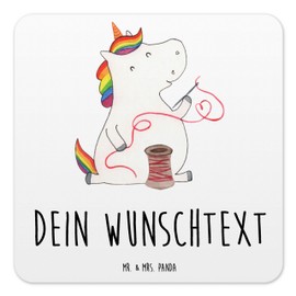 Mr. & Mrs. Panda 10er Set Personalisiertes Untersetzer Set Einhorn Näherin - Personalisierte Geschenke, Einhörner, Personalisierte Untersetzer,