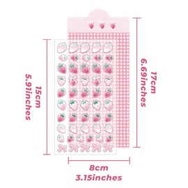 Soft Glue Jelly Relief Star Strawberry Korean Stickers Aesthetic Scrapbook Supplies Cute Colorful Stars Photocard Sticker Pink Bow Strawberries Deco Stickers for Scrapbooking Junk Journal Supplies