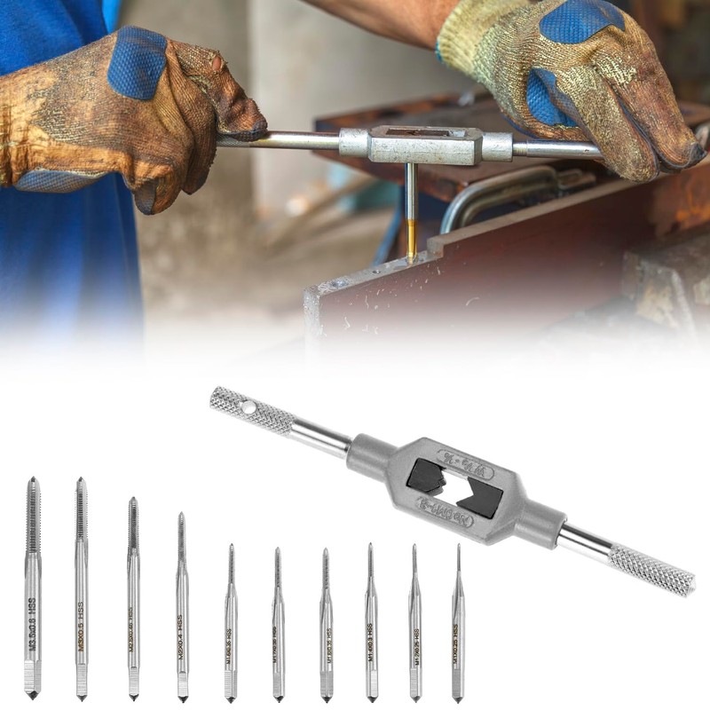 QWORK Micro Taps Bit Set - 10 Pcs M1-M3.5 HSS