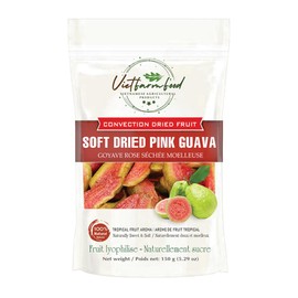 SOFT DRIED PINK GUAVA 5.29 Oz (150g) VIETFARMFOOD: Convection dried fruit with a little sugar, salt, chilli, natural sweet, soft when chewed. Suitable for snack, topping, healthy desserts for all ages
