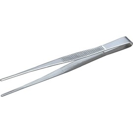 TRUSCO Stainless Steel Tweezers 115, Silver, 4.5 inches (115 mm), Small Object Gripping Work, Straight Type (with Serrations) TSP-20