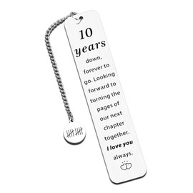 10 Year Anniversary Bookmark for Him Her,10th Anniversary Tin Gifts for Wife Husband,10 Year Wedding Anniversary Tin Gifts for Men Women,Couple Aluminum Gifts for 10th Wedding Anniversary