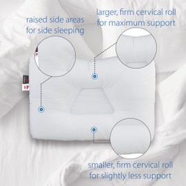 Core Products Tri-Core Midsize Comfort Zone Cervical Support Pillow, Temperature Regulating Outlast, Firm Support for Back Sleeping