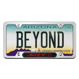 iPick Image for - Dodge SRT Hellcat Red Real Carbon Fiber Nameplate Chrome Stainless Steel License Plate Frame