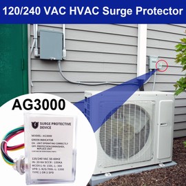 AG3000 120/240V HVAC Surge Protective Device with TPMOV Technology, 3-Mode Mini Split Surge Protector, Watertight Enclosure, Universal for HVAC Equipment and Home Appliances, Easy Monitoring