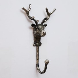 Metal Single Vintage Bear, Fox, Reindeer Stag Head Wall Coat Key Storage Hanger Multi Purpose Hook (Stag Head)