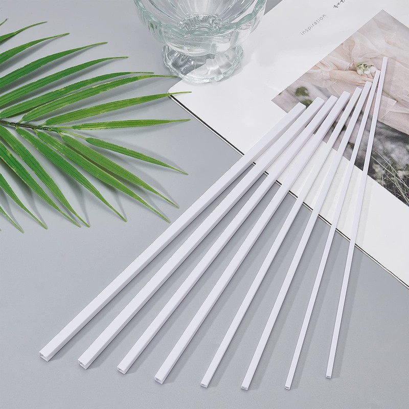 OLYCRAFT 40pcs 4 Size ABS Plastic Square Tube 3/4/5/6mm White