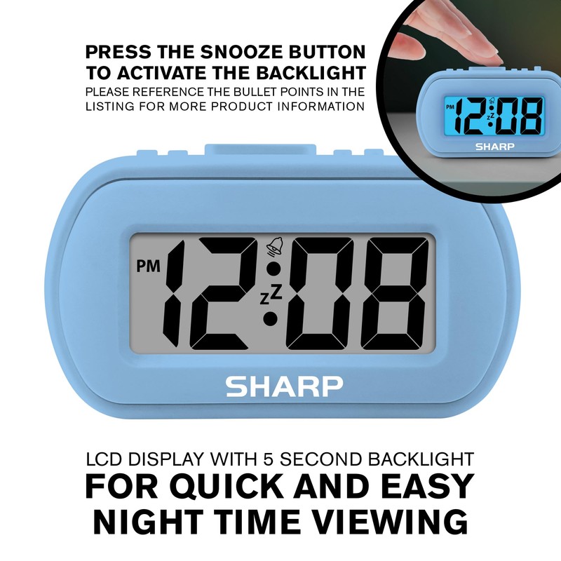 Sharp Digital Alarm Clock – Tactile Case with Soft Rubberized