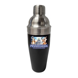 R and R Imports Pennsylvania Design D Souvenir 24 oz Stainless Steel Cocktail Shaker Black 2-Pack