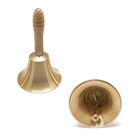 Gadpiparty Hand Bells Home Sound Handbell Rattle Decor Wooden Desk Hotel Accessories Children Brass cm Bell Jingle Christmas Calling Golden Santa Events Clear Cow School Handle