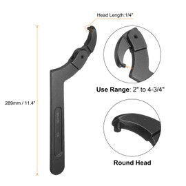 sourcing map C Hook Spanner Wrench, 2 to 4-3/4 inches Adjustable C Pin Motorcycle Shock Nut Chrome Vanadium Spanner Wrench Tool with 1/4-inch Round Head for Machine, Vehicles, Mechanical