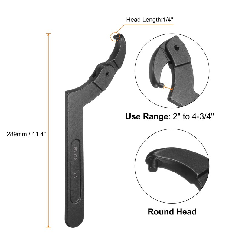 sourcing map C Hook Spanner Wrench, 2 to 4-3/4 inches