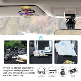 Glasses Holder for Car Visor,Fashion Bling Crystal Rhinestones Car Sun Visor Glasses with Double-Ended Ticket Clip Holder Accessories (Red)