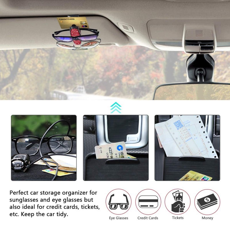 Glasses Holder for Car Visor,Fashion Bling Crystal Rhinestones Car Sun