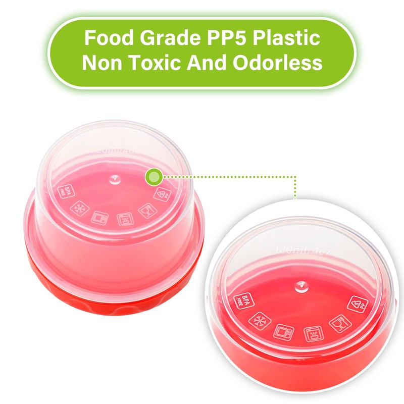EONJOE 4oz Plastic Containers with Lids Reusable Dishwasher Freezer Safe