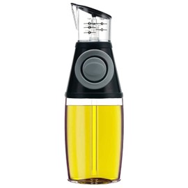 Oil Dispenser Bottle, 8.5oz Olive Oil Dispenser Oil Sprayer, Clear Glass Refillable Oil and Vinegar Dispenser Bottle with Measuring Scale Pump for Kitchen, Cooking, Salads, Baking Frying