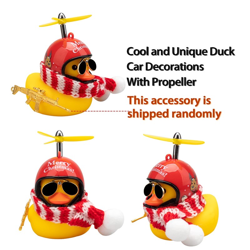 Wonuu Rubber Duck Car Decoration - Yellow Duck with Propeller,