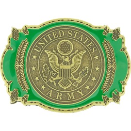 FindingKing U.S. Army Belt Buckle Metal With Green Enamel