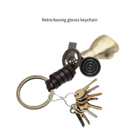 YINETTECH 2PCS Boxing Glove Keychains Vintage Bronze Leather Sport Keyrings Small Surprise Present Key Accessories Gift Ideas for Women Men
