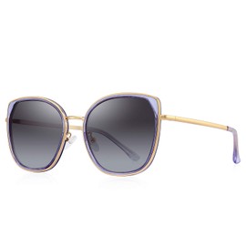 OLIEYE Cat Eye Polarized Sunglasses for Women Ladies Brand Trending Sun glasses UV400 (Purple&Gray, 54)