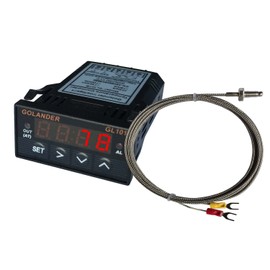 12V/24V DC Powered Universal 1/32 DIN PID Temperature Controller, Red with K Thermocouple